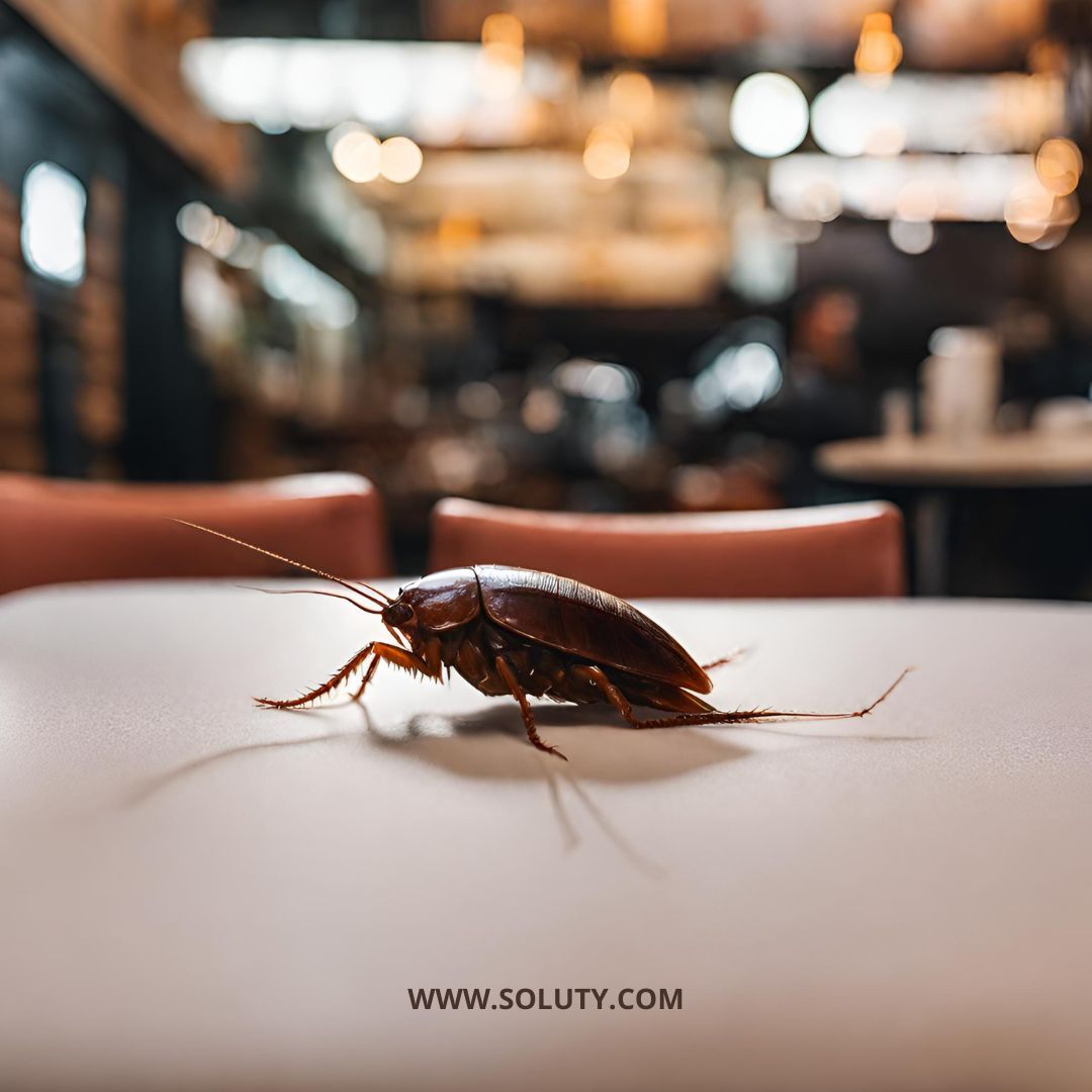 BLATTE SUR UNE TABLE DE RESTAURANT