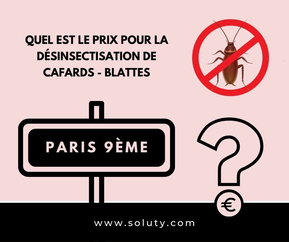 TARIFS : Quel est le prix pour la désinsectisation de cafards à Paris 9 ? 