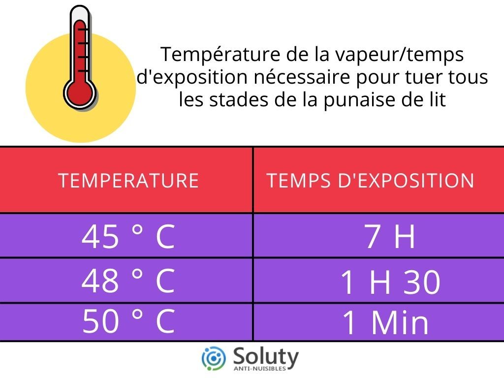 infographie sur un tableau et les températures létales contre les punaises de lit