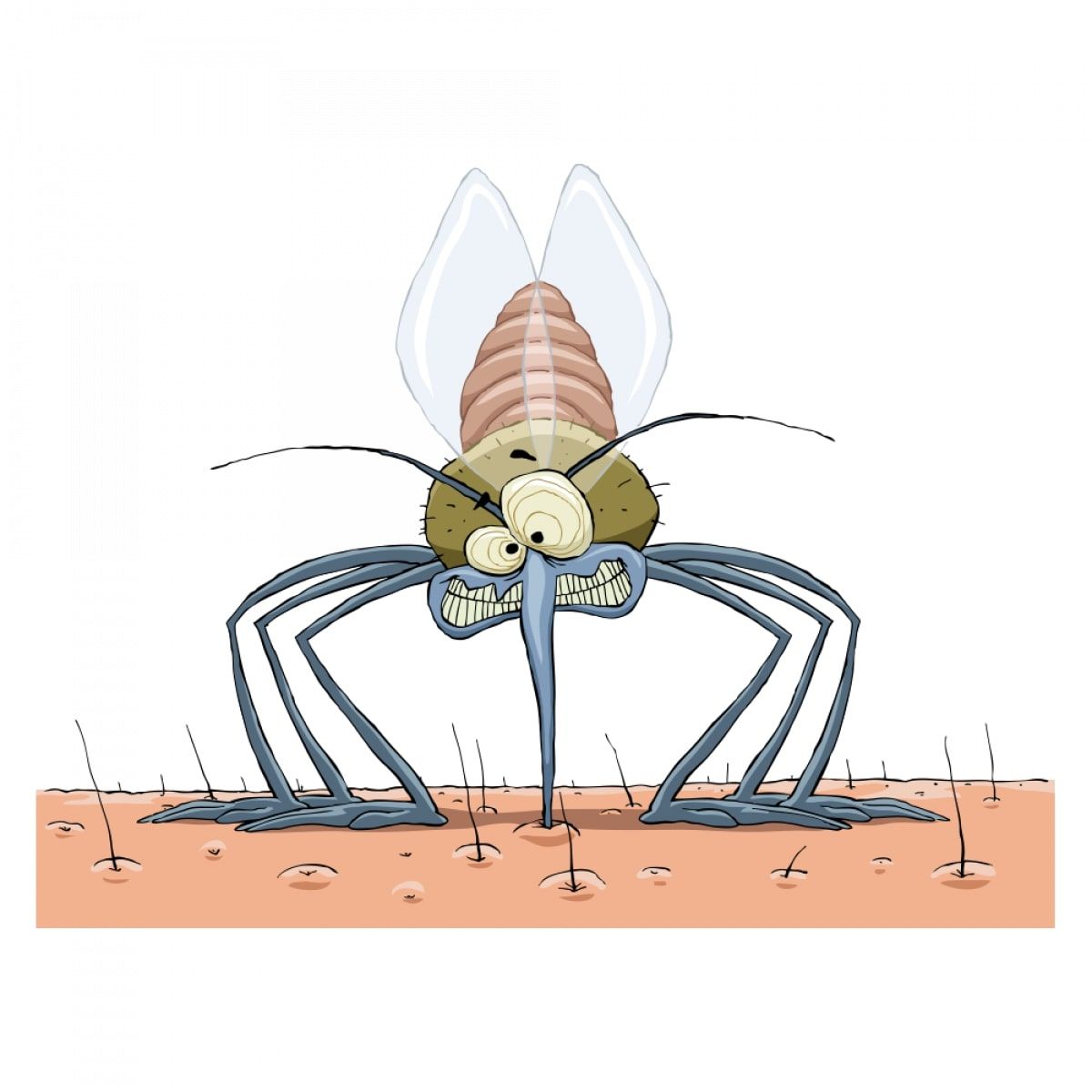 dessin humoristique d'un moustique en train de pomper du sang 