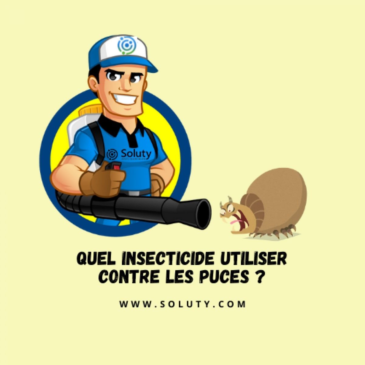 dessin humoristique avec une technicien qui éradique des puces